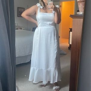White Satin Midi Dress